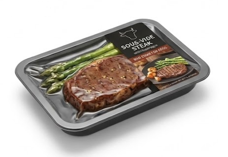 Vacuum skin packaging for ready meal