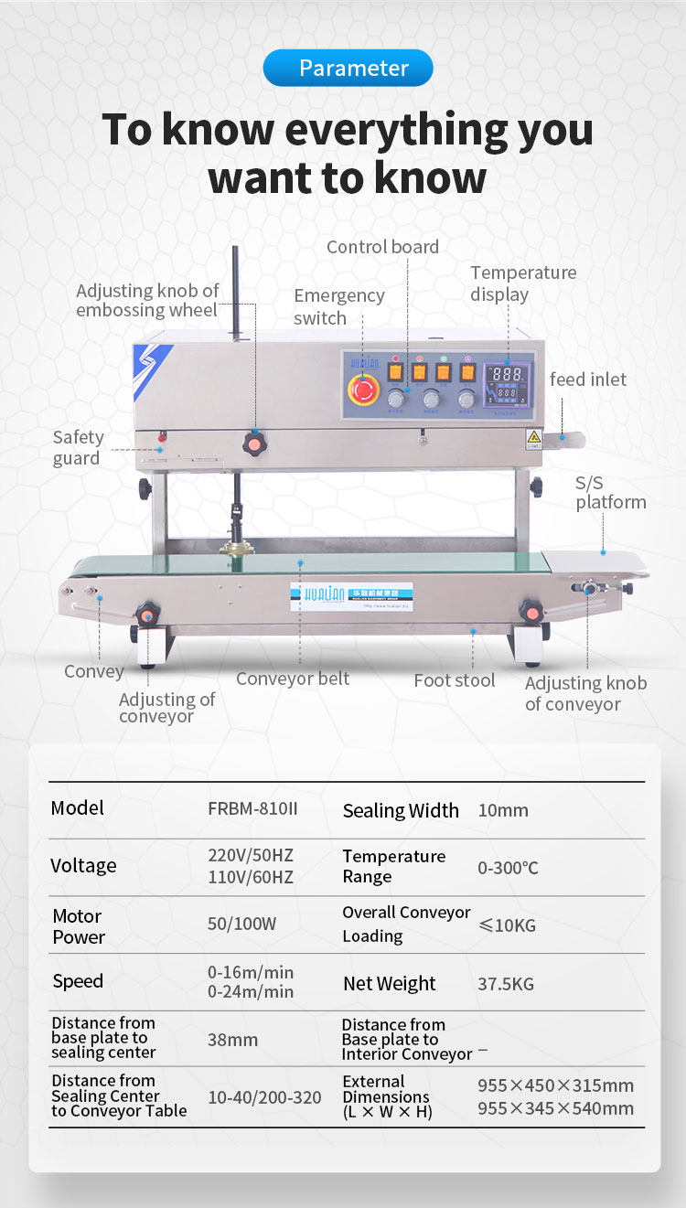 Food Vertical Continuous Band Sealer Machine with Video FRM-810II from  China Factory - Hualian Machinery Group