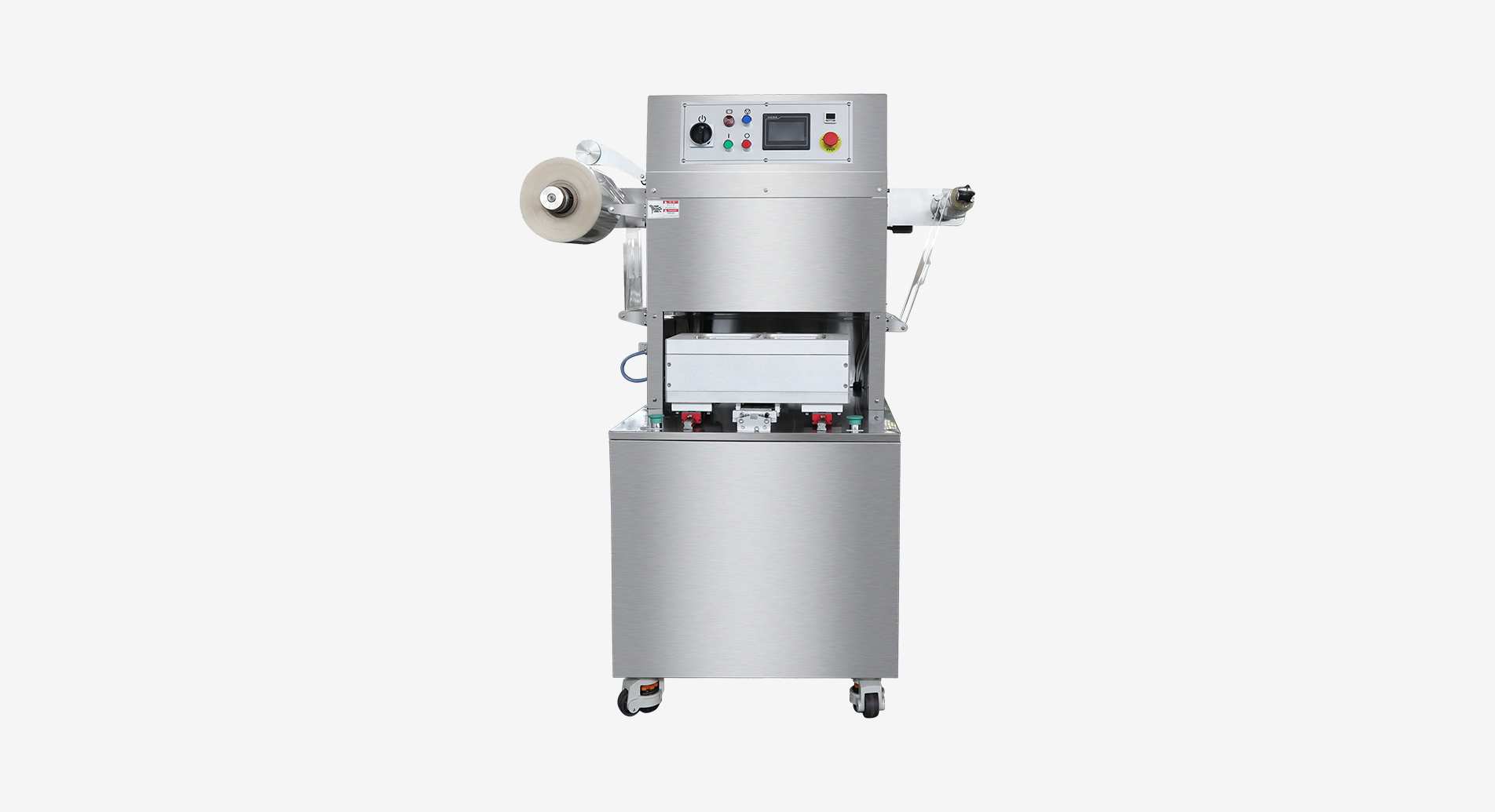 Vacuum tray packaging machine for meat