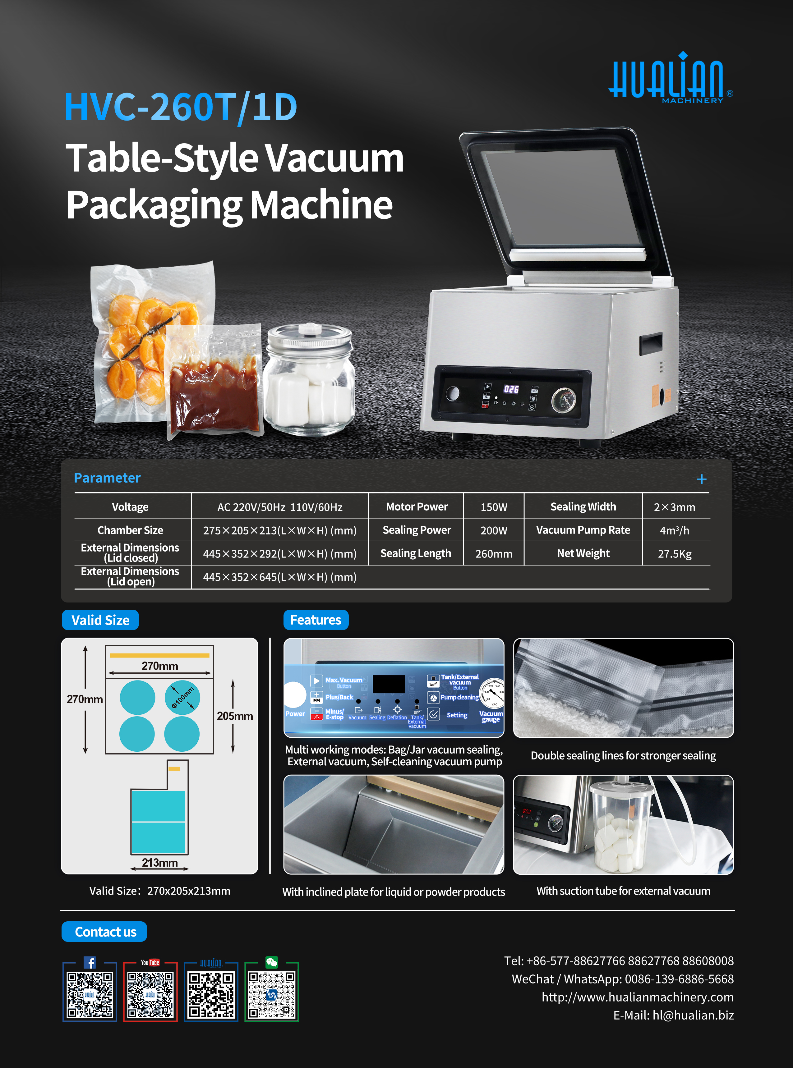 Hualian table top vacuum packaging machine for food