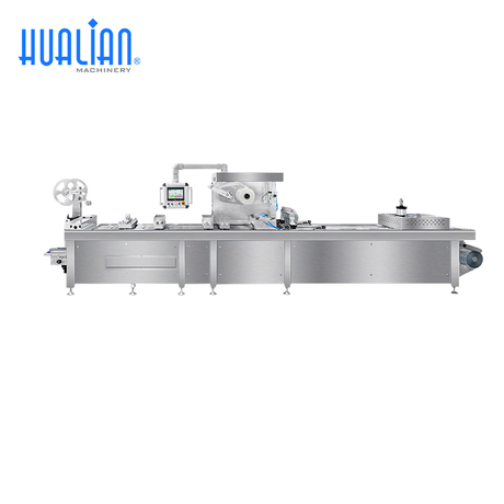 Hualian HVR-420T(Q) Rigid Film MAP Thermoforming Vacuum Packaging Machine for Salmon Seafood Ready Meals Meat