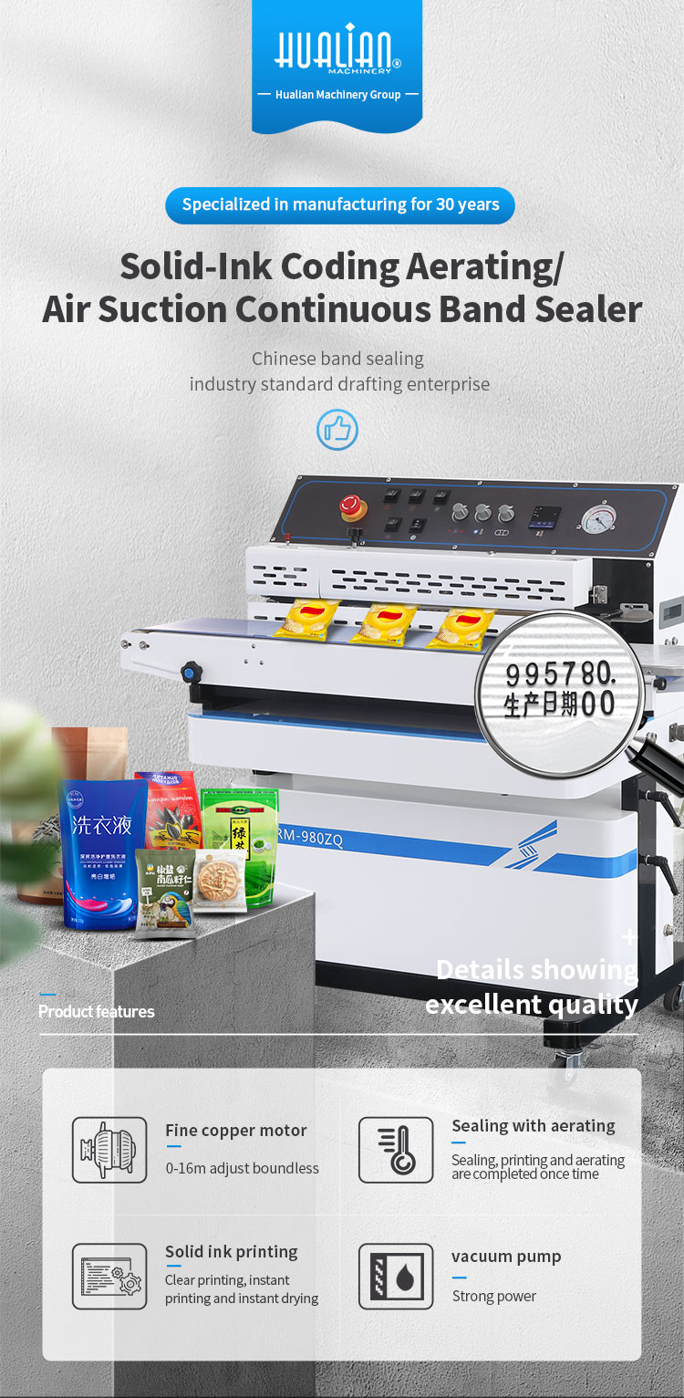 Aerating and Air Suction Continuous Band Sealing Machine FRM-980ZQ 