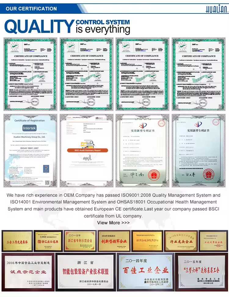 Hualian certificate of quality
