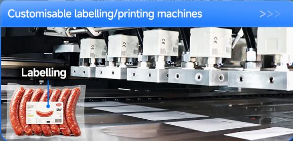 thermoforming packaging machine with labeling machine