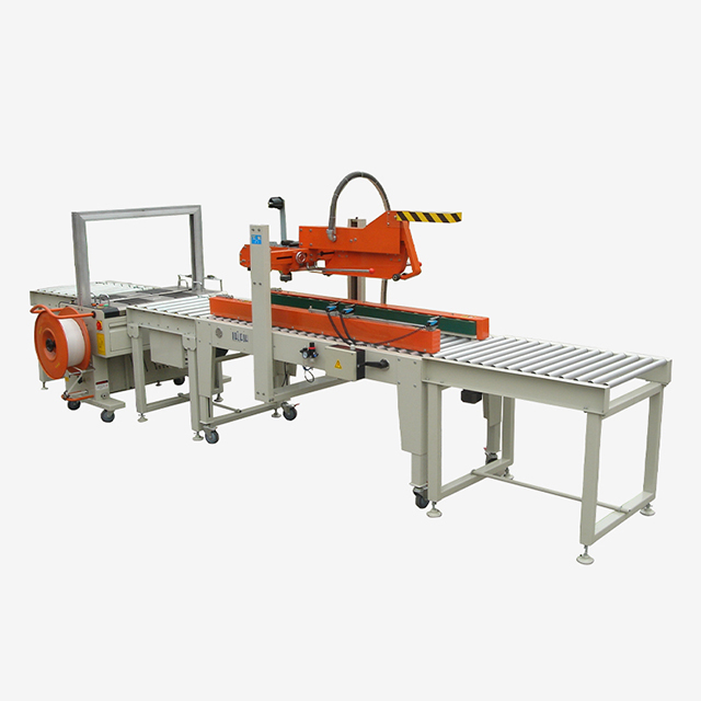 Automatic Case Flap Folding and Sealing Packing Equipment Suppliers with Plastic Strapping Belt XFK-2