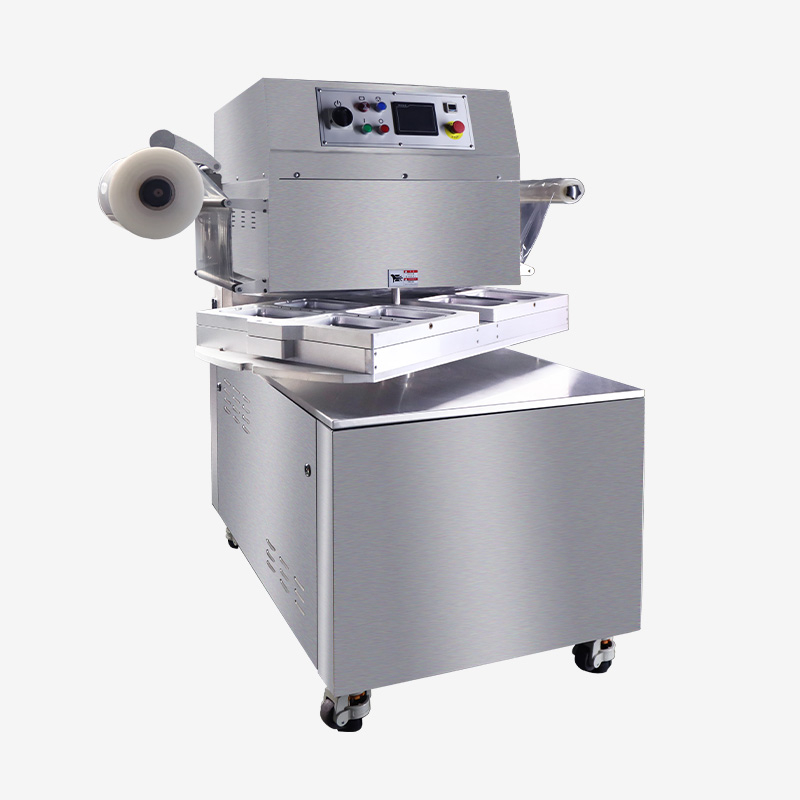 Rotary Tray Vacuum Sealer Modified Atmosphere Skin Packaging Machine For Food HVT-450R-4S