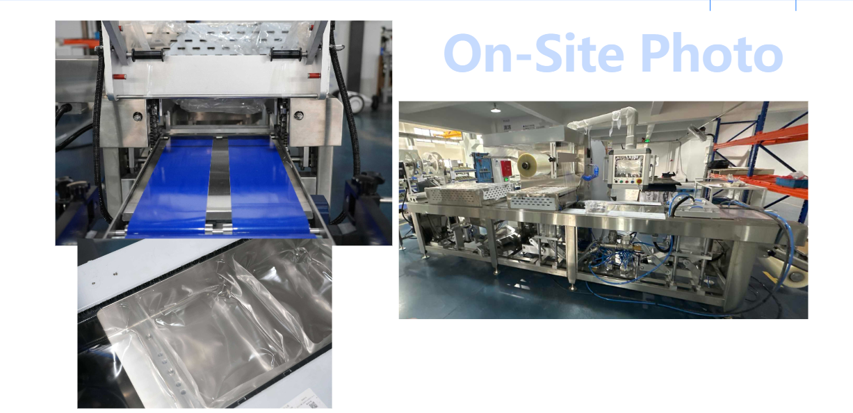 Automatic vaccum thermoforming packaging machine for meat industry